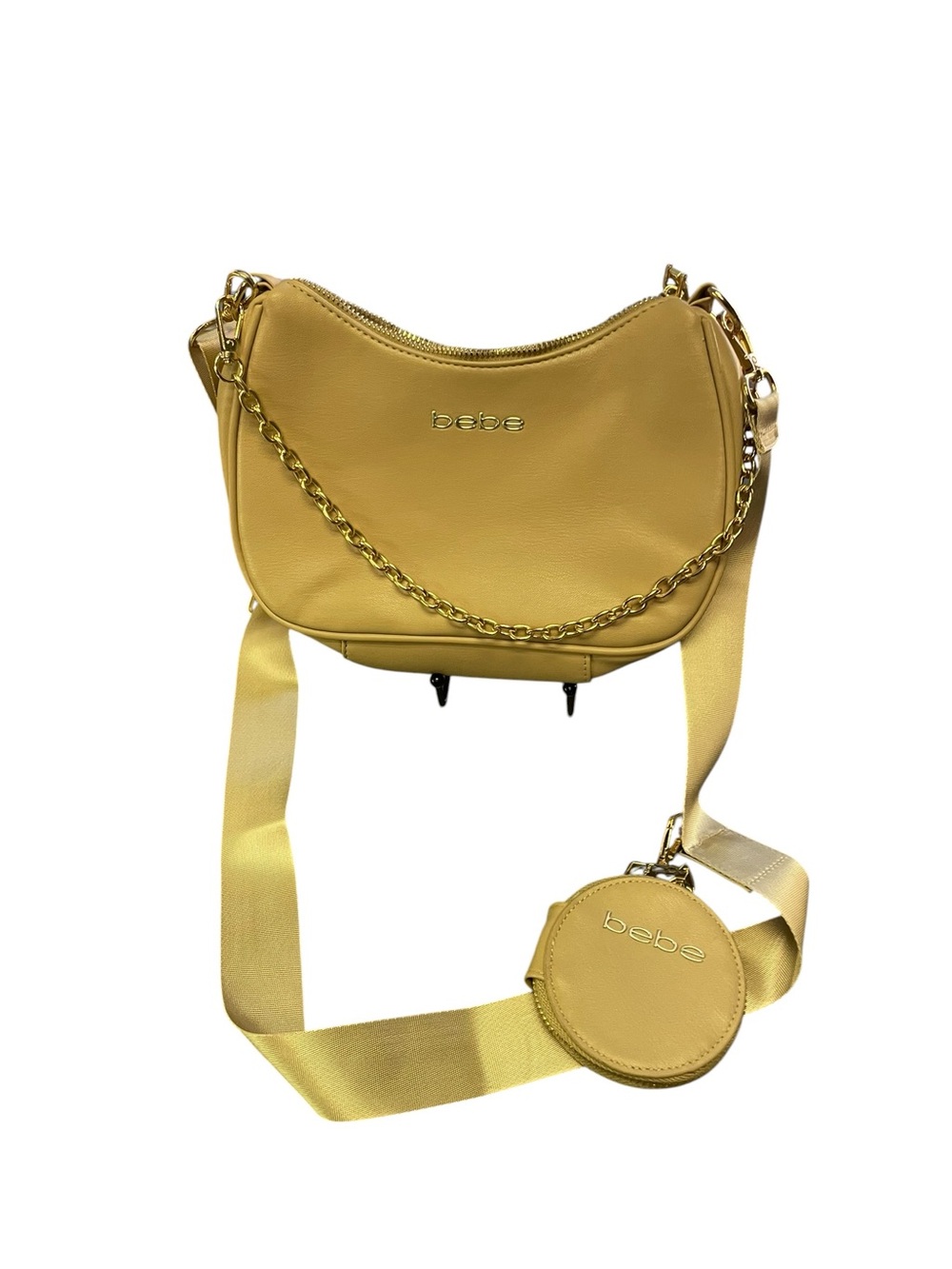 bebe Yellow Crossbody with Coin Pouch and Chain Detail